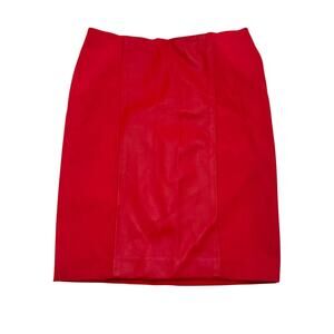 Maria Bianca Nero Red Mini Leather Pencil Skirt Small NWT